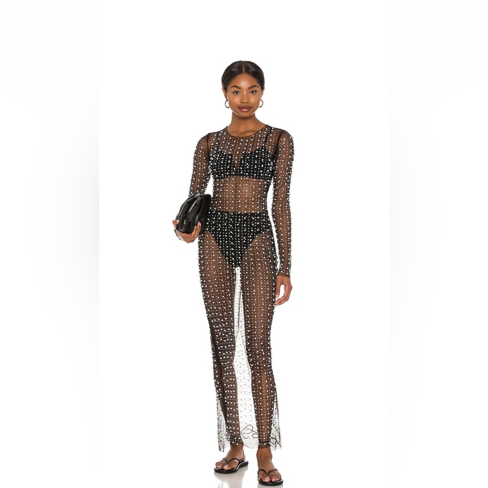 Beach Bunny Beaded Mesh Pearl Cover Up